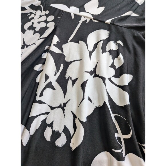 Lane Bryant Dress Women's 22/24 Black White Floral Flutter Sleeve A-Line Stretch - Picture 8 of 13